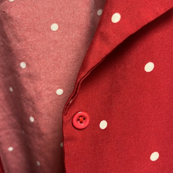 Red Polka Dot Short Sleeve Button Up - Picture 3 of 5